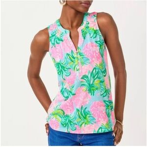 Lilly Pulitzer ESSIE TOP - BLUE IBIZA PINEAPPLE SHAKE